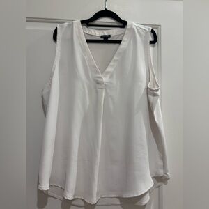 Ann Taylor White V-Neck Sleeveless Blouse